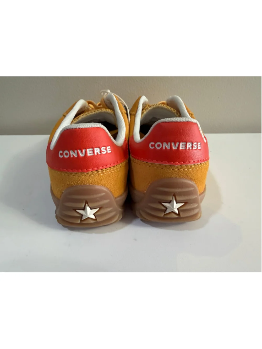 Converse Run Star Trainer Suede Sneakers Mustard Yellow Gum Sole Unisex